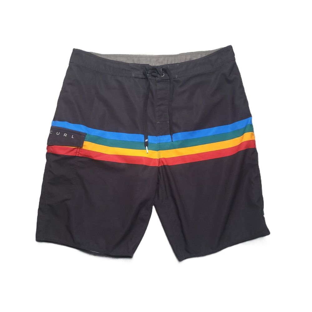 Rip Curl Swim Trunks Mens 36 Striped Drawsting Board Shorts